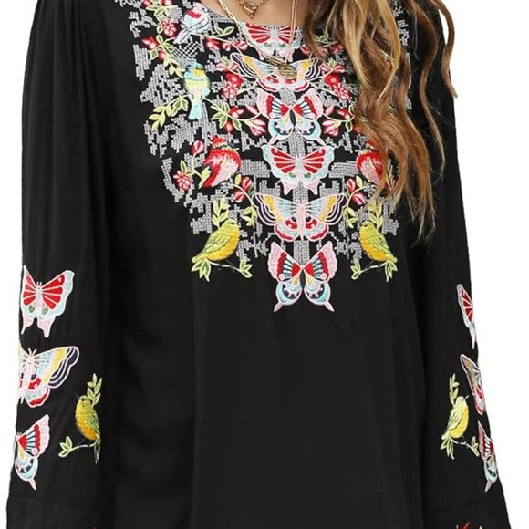 Butterfly Embroidered Blouse - Picture 1 of 7